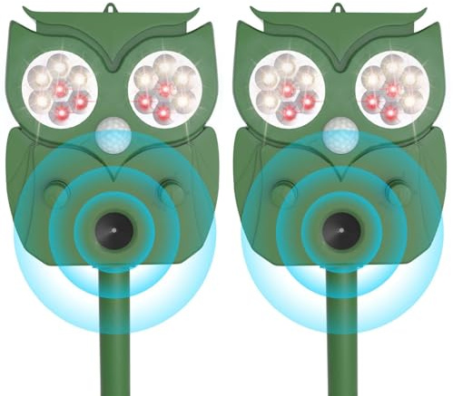 Katzenschreck Ultraschall 2 Stück, Katzenschreck für Garten, 5 Vertreibungsmodi, Wasserdicht IP65, zur Vertreibung von streunenden Katzen, Tauben und Anderen Tieren