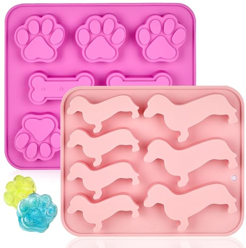 2 Stück Dackel-eiswürfelform Silikon für Cocktails Whisky, Dackel Geschenke, Dackel Hund Geformt Eiswürfelform Tabletts für Keks Kuchen schokolade, Dackel Deko Accessoires