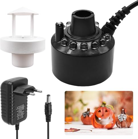 GOEDCH Nébuliseur à ultrasons : mini machine à fumée avec 12 lumières LED, brumisateur silencieux avec lumières colorées, avec protection anti-éclaboussures pour fontaine, bassin, bassin, wigwam