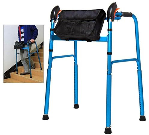 Deambulatori Deambulatore Rollator, Telaio Leggero Per Scale, Interno Ed Esterno, Ausilio Pieghevole Assistito Con Poggiapiedi Antiscivolo, Ausilio Per La Mobilità Regolabile In Altezza Per