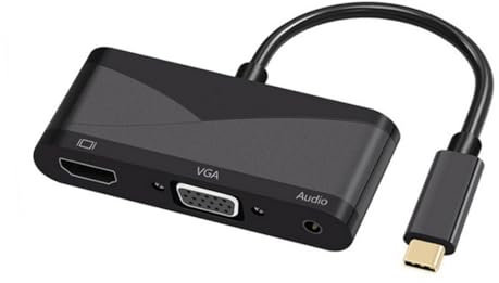 NUOBESTY Adaptateur USB Type C vers Vga avec Audio Câble USB C vers Vga Compatible Pc Tablette et Ordinateur Portable Noir