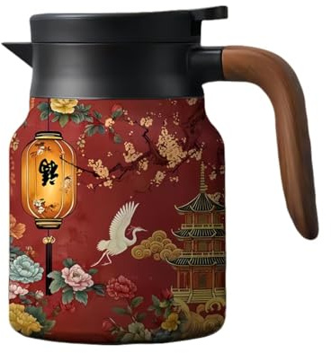 Thermoskanne mit teesieb, Thermo-Teekanne mit Teesieb, Thermoskanne mit Teesieb und Deckel, Tee-Ei,1000 ml (F)