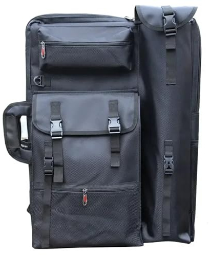 WUYXTO Kunst-Portfolio-Tasche, tragbare Zeichnungsmappe for Tafelkunst, regenfeste Tasche, großer Künstler-Rucksack, Zubehör for Reisen Für Artwork Lagerung(Black)