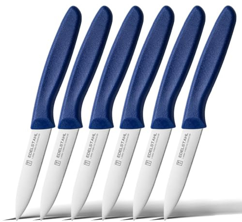 targzier 6-teiliges Obstmesserset, Schälmesser Mit Gerader Klinge, Blau | Obst- und Gemüsemesser, Multifunktionsmesser, Schälmesser, ergonomisch geformter Griff aus PP-Kunststoff