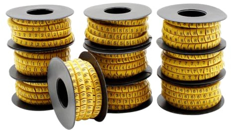 Durlo 10 rollos de marcadores de cables, con patrón de números del 0 al 9