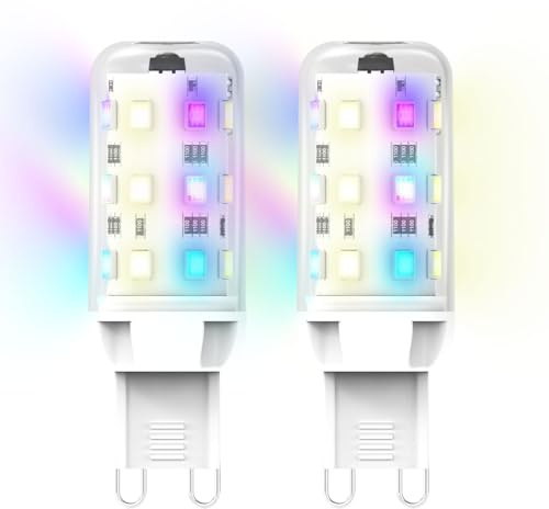 AGOTD G9 LED Lampen RGBW 2W, Stufenlos Dimmbar mit Fernbedienung,2er Pack | 4 Modi 13 Farben Fernsteuerung G9 Intelligent LED Glühbirne AC 230V