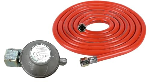 Rothenberger Industrial Set Gasdruckregler 300 mbar mit 3 m Niederdruckschlauch | 2 kg/h | für Propangasflaschen | Abgangsgewinde 3/4 | Druckminderer mit Gasschlauch-Anschluss | Messing-Bauteile