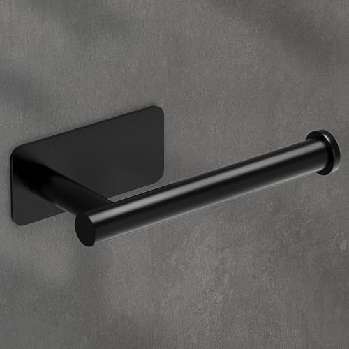 husman® Toilettenpapierhalter ohne Bohren | Klorollenhalter aus hochwertigem Edelstahl Matt-Schwarz | Toilettenpapierhalter schwarz Klopapierhalter ohne Bohren WC Papier Halterung (Rund)