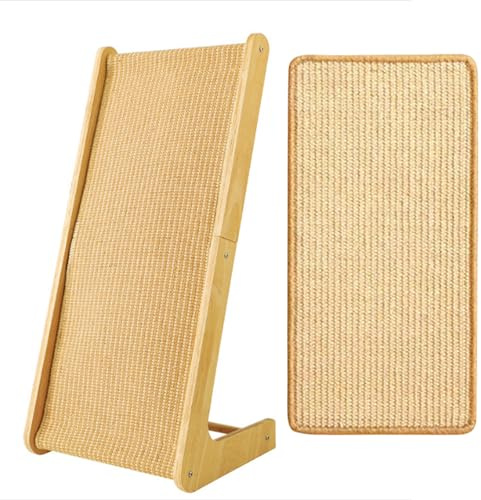 toothank Kratzbrett Katzen, Large 69cm H, Sisal Kratzbrett Katze, Massives Holz & Natürliches Sisal Katzen kratzmatte, kratzmöbel für Wohnzimmer/Schlafenzimmer, Schützt Möbel vor Katzenkratzen