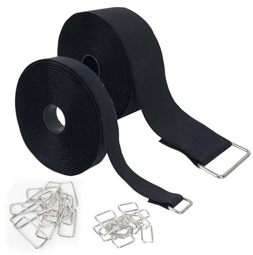 COEWUR 2 rotoli di Fascette per Cavi Regolabili, 5m x 5cm + 5m x 2cm, Fascette Cavi Regolabili Cable Management Fascette Riutilizzabili in Nastro con 30 fibbie metalliche per cavi e tubi flessibili