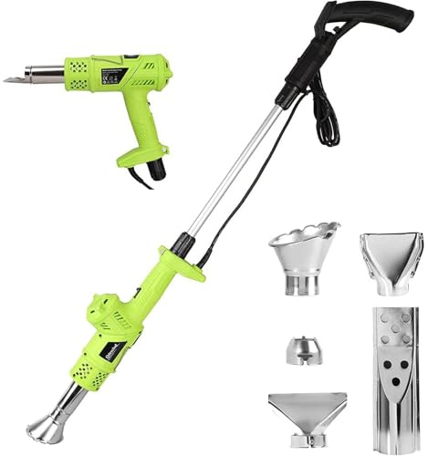 Electric Weed Burner Torch Wand, 2000W Adjustable Temperature 80-650℃, Includes 5 Nozzles & 1.8M Cord, Ideal for Garden Weeding, Roofing, Ice Melting, BBQ