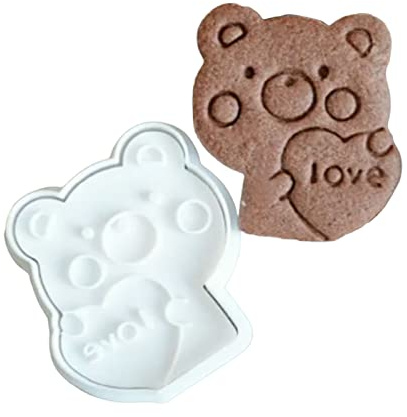 Formine per biscotti in plastica Stampi per biscotti Formine per biscotti Stampi per biscotti Materiale plastico Orsetto a forma cuore Regali per bambini Forme per bambini