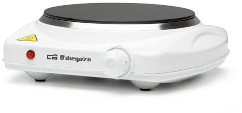 Orbegozo PCE 4010 Placa Vitrocerámica Portátil 1200W Diámetro 190mm | Termostato Regulable, Vidrio de Alta Resistencia, Acabado Esmaltado, Base Antideslizante