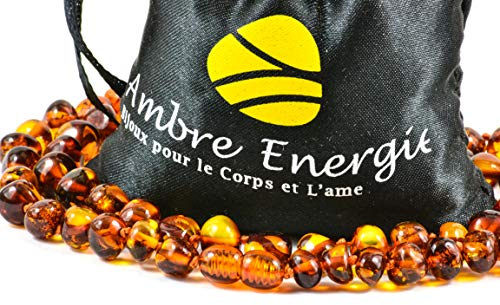 Collier Ambre 48cm. - 100% Plus Haute Qualité Certifié l'Ambre la Baltique Authentique Collier Perles de plus gros!! /Taille 48cm.