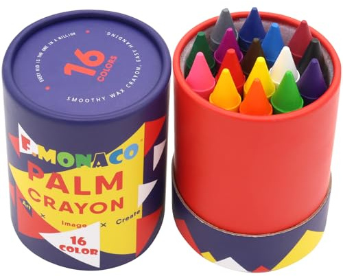 Lebze Jumbo Crayons for Toddlers, 16 Colors Non Toxic Crayons, Easy to Hold Large Crayon for Kids, Safe for Babies and Children Flower Monaco