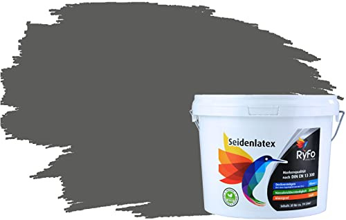 RyFo Colors Seidenlatex Trend Grautöne Dunkelgrau 3l - bunte Innenfarbe, weitere Grau Farbtöne und Größen erhältlich