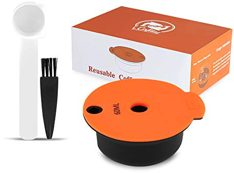 i Cafilas Nachfüllbare Kapsel für Bosch-s Tassimo, wiederverwendbar, 1 Stück + 1 Löffel + 1 Reinigungsbürste, 180 ml