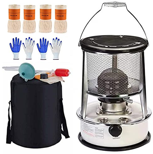 Tragbarer Kerosinheizer, Leiser Kerosin-Heizofen, nicht elektrische Heizer mit 4 Dochten und 2 Schutzhandschuhen, komplettes Zubehör, geeignet für drinnen und draußen, Camping und Angeln (6L)