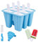 Moldes de Helado, 6 Cavidades Molde de Paleta de Silicona Sin BPA, Juego de Moldes para Polos, DIY Popsicle Mold con 1 Plegable Embudo y 1 cepillo de limpieza - Azul