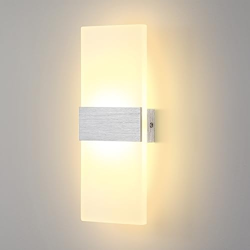 Lightsjoy Applique da Parete Interno, LED Moderno Lampada da Parete, Up Down 3000K Illuminazione da Parete per Camera da Letto Corridoio Soggiorno Scala (Bianco Caldo)