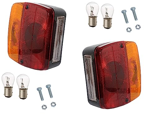Rebadis Lot 2 Feux arrière de remorque Gauche/Droit, Livré AVEC ampoule et vis, feu rouge orange 4 fonctions