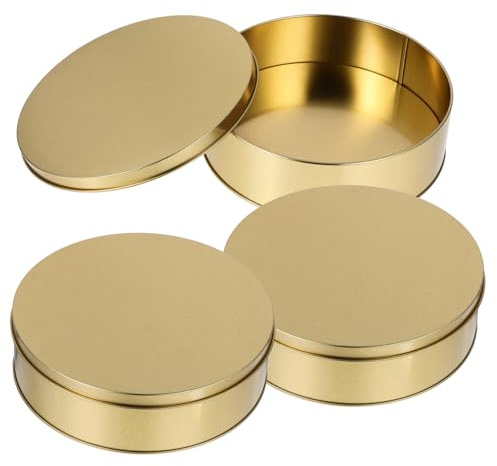 Cabilock 3 Pack Tinplate Can Pure Cookie Tins with Lids Round Mini Cake Christmas Metal Empty Cookies Container Cans with Lids for Cakes plate Box for Storing Snack - 6.5”