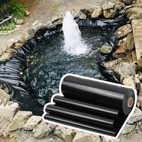 JEDAL Teichplane HDPE Teichfolie 1x1m 2x2m 3x3m 4x4m 5x5m 6x9m 8x15m 14x14m Dichtungsfolie Schwarz Teichmembran Für Fischteiche Bachläufe Springbrunnen Wassergarten(Size:14×15m)