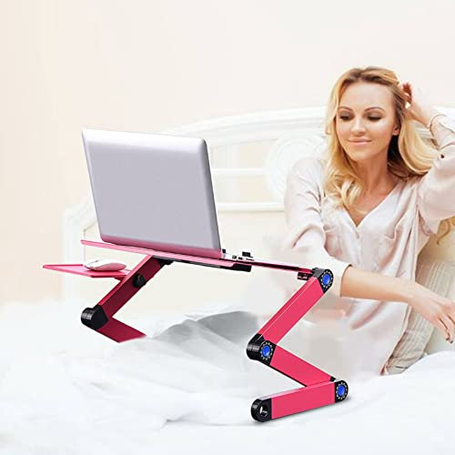 Support de Table de Bureau Pliable et Réglable pour Ordinateur Portable, avec Planche de Refroidissement à Double Ventilateur, Idéal pour la Maison et Les (Rose Rouge)