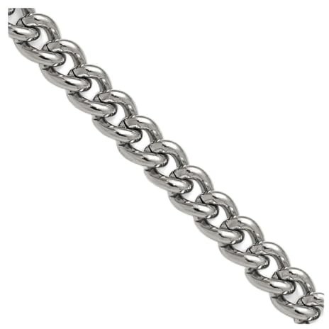 Solid Real Stainless Steel 4mm 22in Round Curb Cuban Chain Necklace - with Secure Lobster Lock Clasp 22