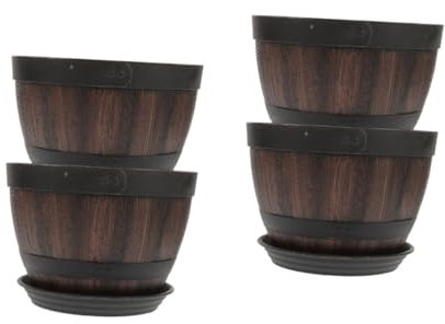 Sosoport 4 Sets Blumentöpfe Im Retro-Stil Für Den Innenbereich Mit Drainagelöchern Kunststoff-Bonsai Für Dekorative Gartenblumen