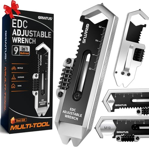 Regalo Uomo Piede di Porco 9in1 Palanchini Multitool Campeggio Accessori Utili con Chiave Regolabile, Martello D'emergenza, Scalpello, Estrattore di Chiodi, Porta Telefono Regali Natale
