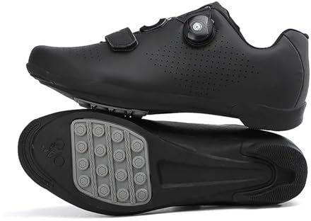 Cycling Shoes Mens and Women, Mateju Outdoor Breathable Non-Slip No-Lock Bicycle Shoes, Silver Unisex Sneaker Rubber Sole Bike Shoes, Indoor Sports Riding Shoes