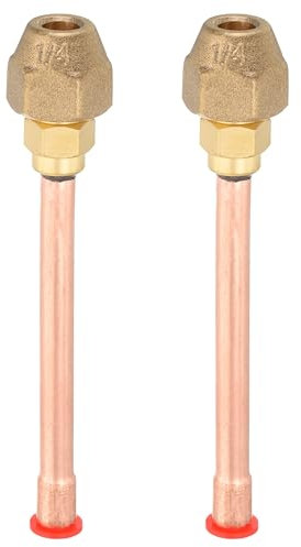 sourcing map Raccordo per tubo in ottone SAE da 1/4, 45 gradi, 2 pezzi, adattatore filettato maschio con dado in ottone e tubo di rame per condizionatore d'aria HVAC refrigerazione