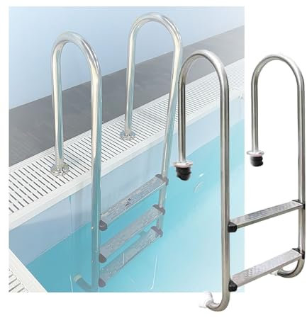 Swimming Pool Ladder,2 Steps Swimming Pool Stainless Steel Step with Handrails, Pool Pedal Ladder for Indoor Pool Outdoor Pool(Pre-buried,2-Steps1.2mm)