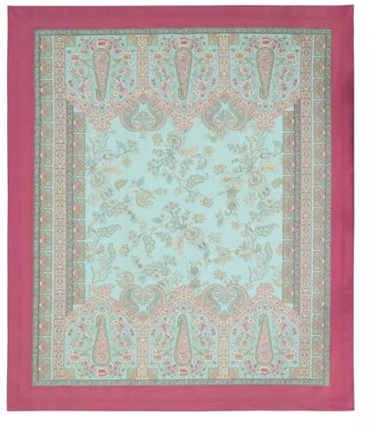 Bassetti Indian Roses Tischdecke - Jacquard aus 100% Baumwolle in der Farbe Turchese T1, Maße: 140x170 cm - 9332384