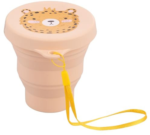 Villa d'Este Home Tivoli 1996 Bicchiere pieghevole con coperchio 200 ml, in silicone, decoro ghepardo, Les petites Safari