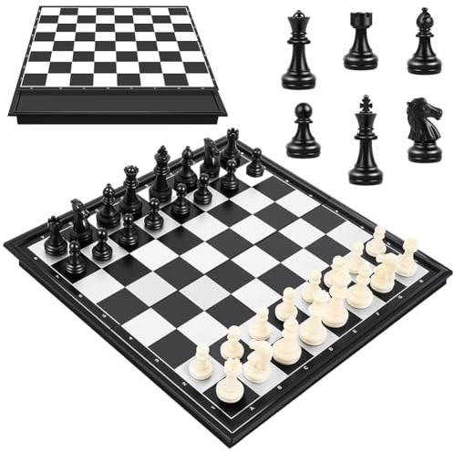 Scacchi Gioco da Tavola Portatili Magnetica 24 X 24 CM Scacchiera Pieghevole con Scacchi Legno con Magnetici da Viaggio per Adulti e Bambini Scacchiera Professionale da Gioco