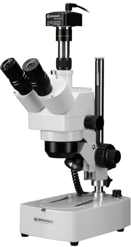 Bresser Microscope trinoculaire stéréo Zoom 10x-160x lumière incidente/transmise avec caméra UHD 4K C-Mount Noir