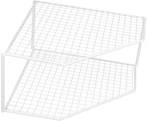 TOYANDONA Organizer Angolare per Pentole Multifunzione 2 Livelli, Mensola Angolare Compatta Bianca Griglia Scolapiatti, Supporto Piccolo per Cucina, Bagno e Ripostiglio Domestico