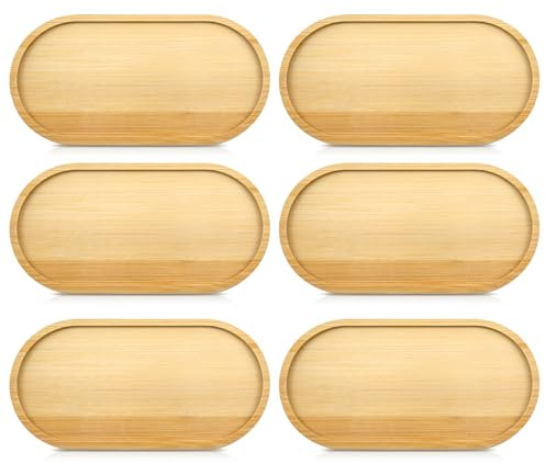 LumenPoles Bambus Tablett, Ovale Serviertablett, 17.5 × 8.8cm, 6 Stück | Klein Holztablett, Dekorative Serviertablet, Küchentablett für Essen, Trinken, Kosmetik, Kleinen, Gegenständen