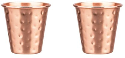 Laromene 2 Stück Kupferbecher Reines Kupfer 70ml Copper Cup Moscow Mule Becher Hammerschlag Schnapsgläser Weinglas für Partys Tequila Wodka Cocktail Wasser