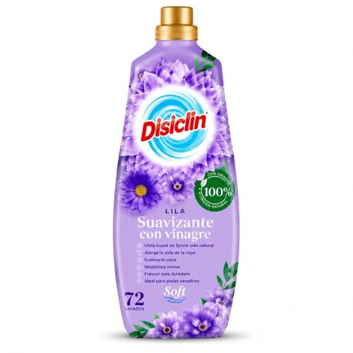 Disclin Suavizante con Vinagre Lila 1300 ml (Pack 8 unidades) | 72 Lavados por Botella | Suavidad y Frescor para la Ropa | Ayuda a Neutralizar Olores | Cuidado Diario de los Tejidos | RASMACOR