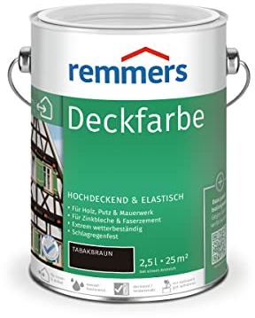 Remmers Peinture Finition Tabac, 2,5 litres, Peinture aqueuse pour intérieur et extérieur, protection contre les intempéries pour le bois, le zinc, et nombreux autres supports.