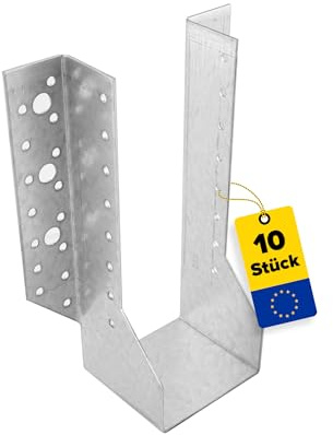 DMX Balkenschuhe - 10er Set für Holzbalken - Balkenbreite von 80 mm - 80x210x75x2,0 mm - Balkenschuh - Balkenverbinder - Holzverbinder - Balkenträger - Metallwinkel - verzinktes Blech