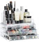 Relaxdays Organisateur cosmétiques 2 parties boîte rangement 4 tiroirs maquillage Make up, transparent