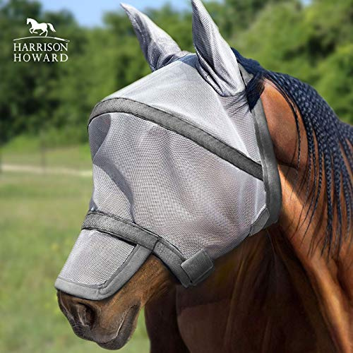 Harrison Howard Maskology Masque anti-mouches pour cheval Gris, MKSFM4312, Medium (Cob)