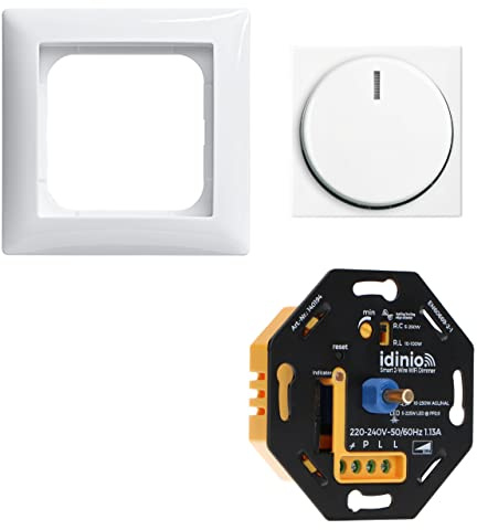 idinio Smart Universaldimmer als Komplettset mit Busch-Jaeger Balance-SI reinweiß, Phasenabschnitt, Phasenanschnitt, bis 250W