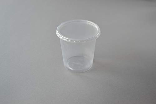 250 Stück Verpackungsbecher mit Deckel, 500 ml rund transparent Feinkostbecher Salatbox