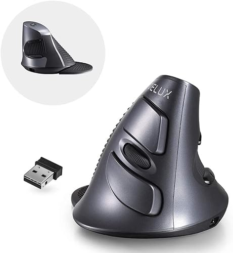 DeLUX Ergonomic Mouse Wireless, Rechargable Vertical Mouse, Bluetooth/2.4G Dual Mode, Slient Click, Removable Wrist Rest, 800/1200/1600DPI, 6 Buttons, for Laptop/PC/Mac (M618G DB-Black&Gray)