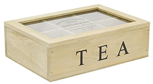 Carousel Home Gifts Vintage General Store Wooden Tea Box Chest Holder With 6 Compartents